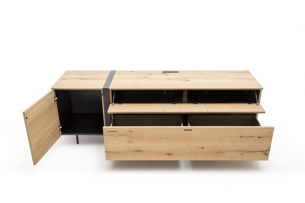 Meuble TV STYLE chêne naturel 1tiroir 1 abattant 1 porte